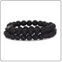 Fusamk 2PCS Cross Turquoise Bracelet Natural Stone Lava Beads Essential Oil Diffuser Bracelets,7.5'' Wrist