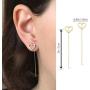 GELIN Open Heart Earrings Women Ear Line Dangle Drop Earrings in 14k Solid Gold