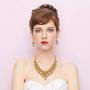 BriLove Wedding Jewelry Sets for Brides Rhinestone Simulated Pearl Teardrop Cluster Statement Necklace Dangle Earrings