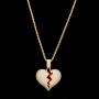 Senteria Hip Hop Iced-Out Men Necklace Rapper 18K Gold Plated CZ Fully Bling Bubble Broken Heart Pendant Necklace Chain for Men Women Fashion Jewelry Gifts