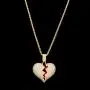 Senteria Hip Hop Iced-Out Men Necklace Rapper 18K Gold Plated CZ Fully Bling Bubble Broken Heart Pendant Necklace Chain for Men Women Fashion Jewelry Gifts