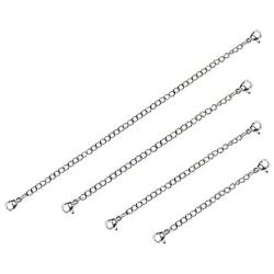 Set of 4 Stainless Steel Chain Link Extenders for Pendant Necklace Bracelet Anklet (2-6 Inches)