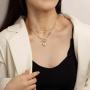 Ursteel Layered Choker Necklaces for Women, 14K Gold Plated Dainty Heart Initial Pendant Paperclip Chain Necklace Layering Gold Toggle Necklaces for Women Jewelry Gifts