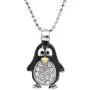 Spinningdaisy Silver Plated Round Body Cute Black Penguin Necklace