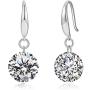 Drop Dangle Earrings 8MM 2ct CZ Cubic Zirconia 14K White Gold Plated With Hypoallergenic Hook Gorgeous Gift for Women and Girls