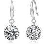 Drop Dangle Earrings 8MM 2ct CZ Cubic Zirconia 14K White Gold Plated With Hypoallergenic Hook Gorgeous Gift for Women and Girls