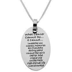 Joyful Sentiments Inspirational Jewelry Stainless Steel What Cancer Cannot Do Oval Pendant Necklace