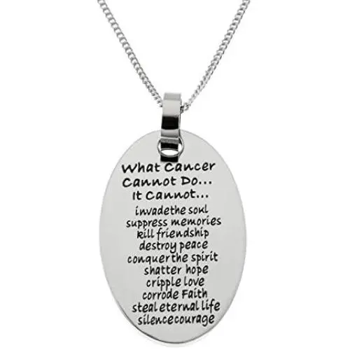 Joyful Sentiments Inspirational Jewelry Stainless Steel What Cancer Cannot Do Oval Pendant Necklace Joyful Sentiments Inspirational Jewelry Stainless Steel What Cancer Cannot Do Oval Pendant Necklace