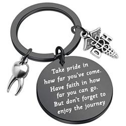 FUSTMW Dental Hygienist Keychain Gifts New Dentist Dental Graduation Gifts Dental Jewelry DH Student Dental Assistant Gift