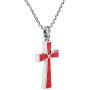 AeraVida Minimalism Christian Cross Reconstructed Red Coral .925 Sterling Silver Pendant Necklace