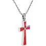 AeraVida Minimalism Christian Cross Reconstructed Red Coral .925 Sterling Silver Pendant Necklace AeraVida Minimalism Christian Cross Reconstructed Red Coral .925 Sterling Silver Pendant Necklace