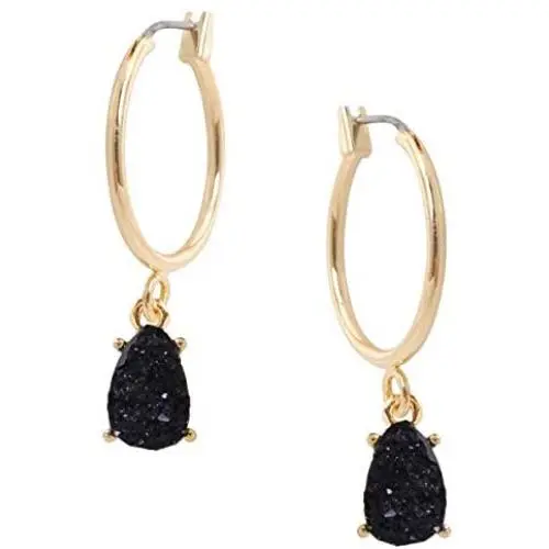 Humble Chic Simulated Druzy Hoop Earrings - Boho Teardrop Created Geode Stone Charm Dangle Drop Threader Loops for Women - Bohemian Sparkly Pendants Humble Chic Simulated Druzy Hoop Earrings - Boho Teardrop Created Geode Stone Charm Dangle Drop Threader Loops for Women - Bohemian Sparkly Pendants
