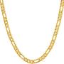 Lifetime Jewelry 4mm Figaro Chain Necklace 24k Gold Plated for Men Women & Teens