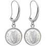 Irish Harp Coin Earrings | Silvertone Hook Style | Genuine Coin | Women’s Fashion Jewelry | Certificate of Authenticity - American Coin Treasures