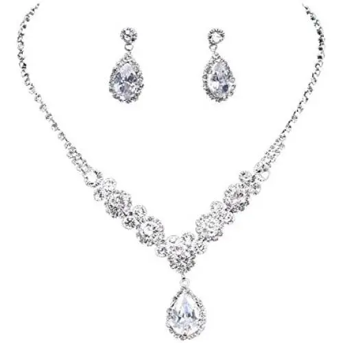 UDORA Crystal Necklace Earrings Bracelet Jewelry Sets for Bridal Bridesmaid Wedding Party UDORA Crystal Necklace Earrings Bracelet Jewelry Sets for Bridal Bridesmaid Wedding Party