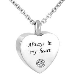 CLY Jewelry Urn Necklace for Ashes Stainless Steel Love Heart Necklace with Crystal Birthstone Always in My Heart The Best of Cremation Jewelry Bottom of My Heart Memorial Keepsake