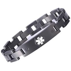 linnalove The Military Style Medical Bracelet Jewelry for Men and Women with Engraving Alert Identity Medical Conditions