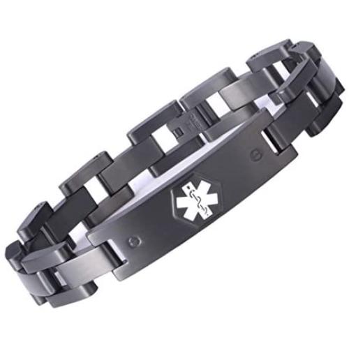 linnalove The Military Style Medical Bracelet Jewelry for Men and Women with Engraving Alert Identity Medical Conditions
