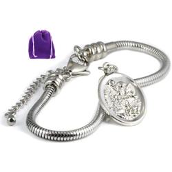 Archangel Michael Bracelet | St Michael Religious Bracelets for Women Hypoallergenic Stainless Steel Snake Chain Charm Bracelet A Saint Michael Bracelet for Saint Michael Police Charm Jewelry