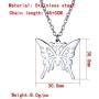 Punk Butterfly Pendant Necklace Hook Earrings Set Stainless Steel Chain Heart Necklace Dangle Earrings for Women Girls Alternative Jewelry Cool and Cute Streetwear Accessory Jewelry Set Gift