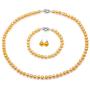 JYX Pearl Necklace Earrings Set 6-7mm AA Golden Freshwater Cultured Pearl Necklace Bracelet and Earrings Jewelry Set