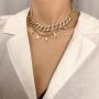 yfstyle Cuban Link Chain Shining Rhinestone Butterfly Necklaces for Women Girls Crystal Butterfly Choker Necklace Hip Hop Accessories Jewelry Gifts