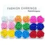 DesignedDazzle 9 Pairs Multi-Colors Rose Flower Plastic Earrings Resin Acrylic Studs Sensitive Ears
