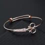 Minimalist Shears Scissor Bangle Stacking Adjustable Wire Bracelet for Hairdresser