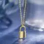 Van Chloe Punk Metal Style 925 Sterling Silver Gold Lock Pendant Necklace for Women Men Girls Jewelry Gift for Christmas (B-Gold)