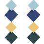 Korean version of the new paint geometric square earrings exaggerated fashion simple wild red earrings retro cold wind female