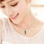 Brishow Fashion Wedding Bride Silver Pendant Necklace Chain Green Rhinestone Bean Pendant Necklaces Crystal Bridal Chains Jewelry Accessories for Women and Girls