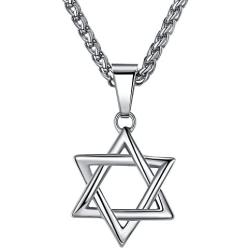 Stainless Steel Star of David Pendant Necklace, Unisex, 24'' Link Chain, hhp010