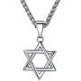 Stainless Steel Star of David Pendant Necklace, Unisex, 24'' Link Chain, hhp010