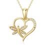 MOTIEL Heart Necklace 14K Gold Dragonfly Pendant Necklace Dragonfly Jewelry Gift with 5A Cubic Zirconia for Women Teen Girls Birthday