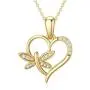 MOTIEL Heart Necklace 14K Gold Dragonfly Pendant Necklace Dragonfly Jewelry Gift with 5A Cubic Zirconia for Women Teen Girls Birthday