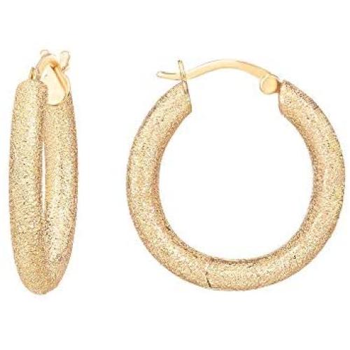 PAVOI 14K Gold Plated 925 Sterling Silver Lightweight Textured Hoop Earrings for Women | Gold Earrings for Women