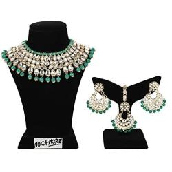 MUCH-MORE Indian Bollywood Bridal Choker Necklace Gold Plated Party Wear Ethnic Wedding Jewelry Set for Women