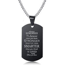 VNOX Always Remember You are Braver Than You Believe Inpsirational Jewelry Pendant Necklace Inspirational Sentiment Son Daughter Graduation Inspirationa Gift Form Father Mom