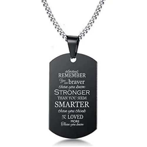 VNOX Always Remember You are Braver Than You Believe Inpsirational Jewelry Pendant Necklace Inspirational Sentiment Son Daughter Graduation Inspirationa Gift Form Father Mom VNOX Always Remember You are Braver Than You Believe Inpsirational Jewelry Pendant Necklace Inspirational Sentiment Son Daughter Graduation Inspirationa Gift Form Father Mom