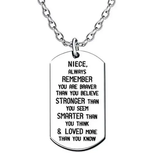 lauhonmin Niece Necklace for Women Girl Inspirational Jewelry from Uncle Aunt You are Braver Stronger Smarter Than You Think lauhonmin Niece Necklace for Women Girl Inspirational Jewelry from Uncle Aunt You are Braver Stronger Smarter Than You Think