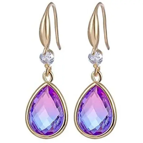 5 Pairs Rainbow Teardrop Dangle Earrings Set Shining Colorful Crystal Oval Earrings Lightweight Handmade Drop Earrings for Women Girls Jewelry