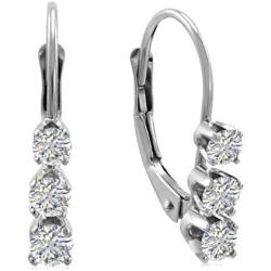 AGS Certified 1/2ct TW Diamond Lever Back Earrings in 14K Gold (H-I Color, I1-I2 Clarity)