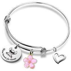 Ohana Bracelet Keychain Ohana Mean Ohana Jewelry with Hibiscus Flower Charm Gift for Women Girls
