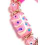 Linpeng GBP-011 Beaded Bracelet for Women Girls, Gift For Women, Glass Beads Stretch Bracelet -Hand Paint Gift Box Beads- Length 7.5'', Pink
