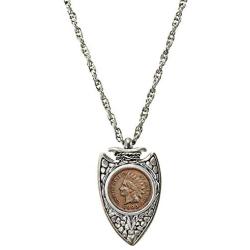 Indian Head Penny Silvertone Arrowhead Pendant