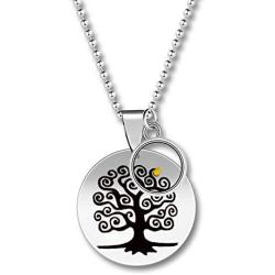 Uloveido Stainless Steel Tree of Life Pendant Mustard Seed Necklaces Bead Chain Christain Jewelry Gifts for Family Members Y765