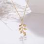 Aluinn Leaf Necklace Gold Dainty Olive Pendant Necklace Simple Necklace Chain Jewelry for Women and Teen Girls