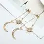 moon star earring with chain - moon earrings dangle - sun and moon earrings for women,Gift for wedding or Daily Wear