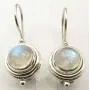 SilverStarJewel Rainbow Moonstone Vintage Style Earrings 0.9'' 3.9 Grams 925 Pure Silver