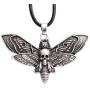 HAQUIL Skull Jewelry Alloy Skull Deaths-Head Hawkmoth Pendant Necklace with Leather Cord for Women and Girls, 19.8''